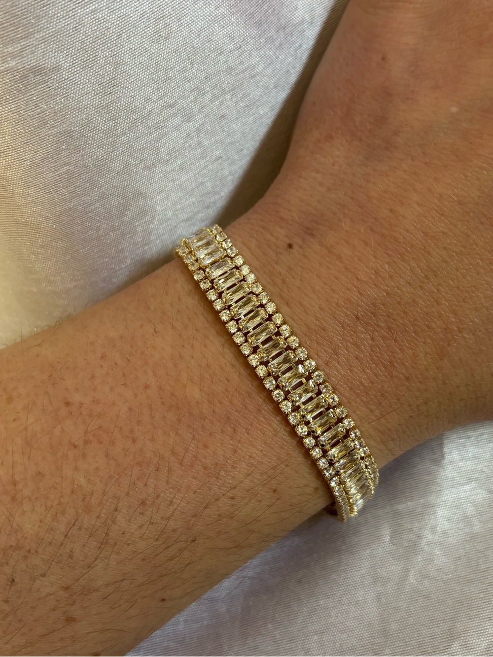Gold Rhinestone Tennis Bracelet - Women Jewelry
